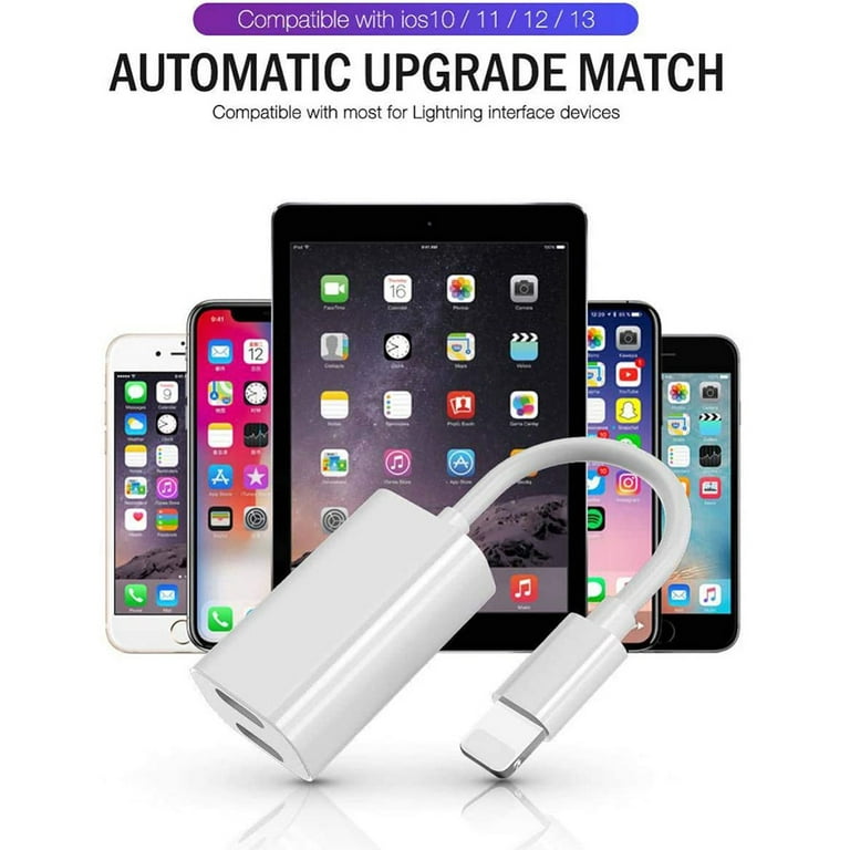 Headphone Jack Adapter for iPhone Xs/Xs Max/XR/8/8 Plus/X/7/7 Plus, Audio &  Charger & Call & Volume Control Cable for iPhone,2 in 1 Splitter