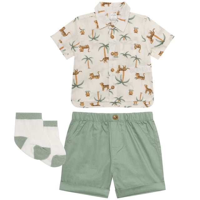 PL Baby Ensemble 3 Pcs : Haut, Short + Chaussettes Tissées