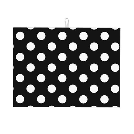 

Dish Drying Mat Black and White Polka Dot Highly Absorbent Microfiber Drying Mat Kitchen Counter or Sink Drawer Liner 18x24 Kitchen Drying Mat Coffee Mat Kitchen Essentials