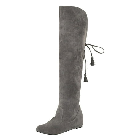 

PMUYBHF Warm Snow Boots Frosted Boots Flat Heels Elevated over Knee Boots Oversized Women s Boots 42.98