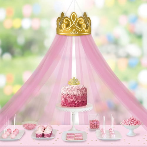 Disney Princess Once Upon A Time Deluxe Crown Decoration W Tulle Canopy 1ct Walmart Com