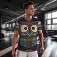 thumbnail image 3 of Wukai Boho Owl Print Men's Short-Sleeved Mesh T-Shirt,Quick-Dry Short Sleeve Workout T-Shirt-X-Small, 3 of 8