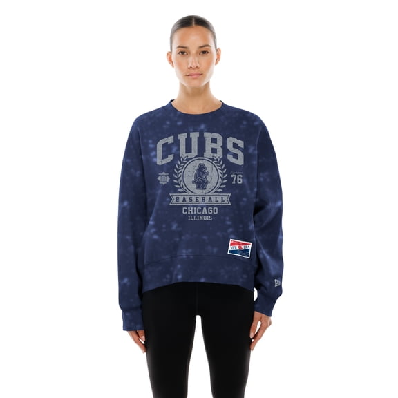 Women's New Era Royal Chicago Cubs Throwback Oversized Boxy Sweatshirt