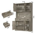 thumbnail image 4 of Homfa 71" Kitchen Pantry with Charging Station, Freestanding Cupboard with Adjustable Shelves, Floor Cabinet for Dining Room, Wash Gray, 4 of 8