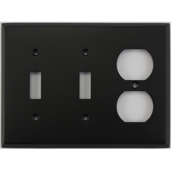 Painted Stamped Steel Switch Plates - (3 Gang Combo - 2 Toggle Switch 1 Duplex, Black)