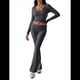 thumbnail image 2 of Conjunto Deportivo de 2 Piezas para Mujer, Camiseta de Larga, Pantalones Acampanados con Solapa, Chándal Informal, Gris Oscuro, Talla XS, 2 of 8