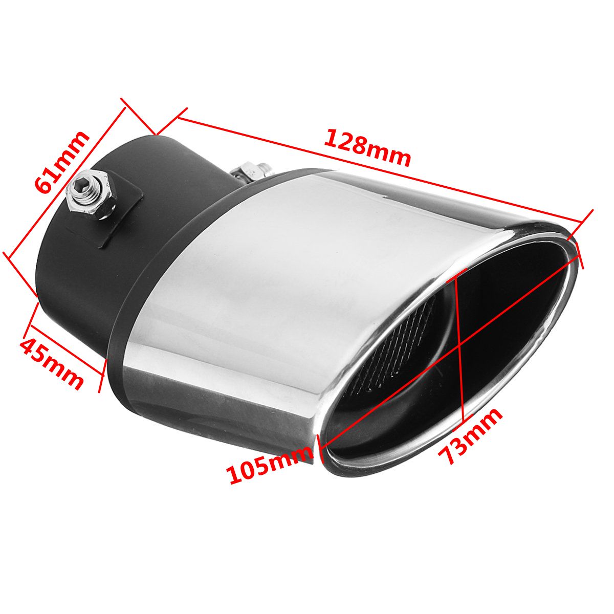 63mm Universal Grilled Shark's Fin Stainless Muffler Exhaust Tip End
