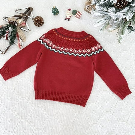 

DancePeanut New Winter Toddler Kids Girl Christmas Sweater Vintage Flower Pullover Knitted Sweater Casual Christmas Jacquard Sweater Tops