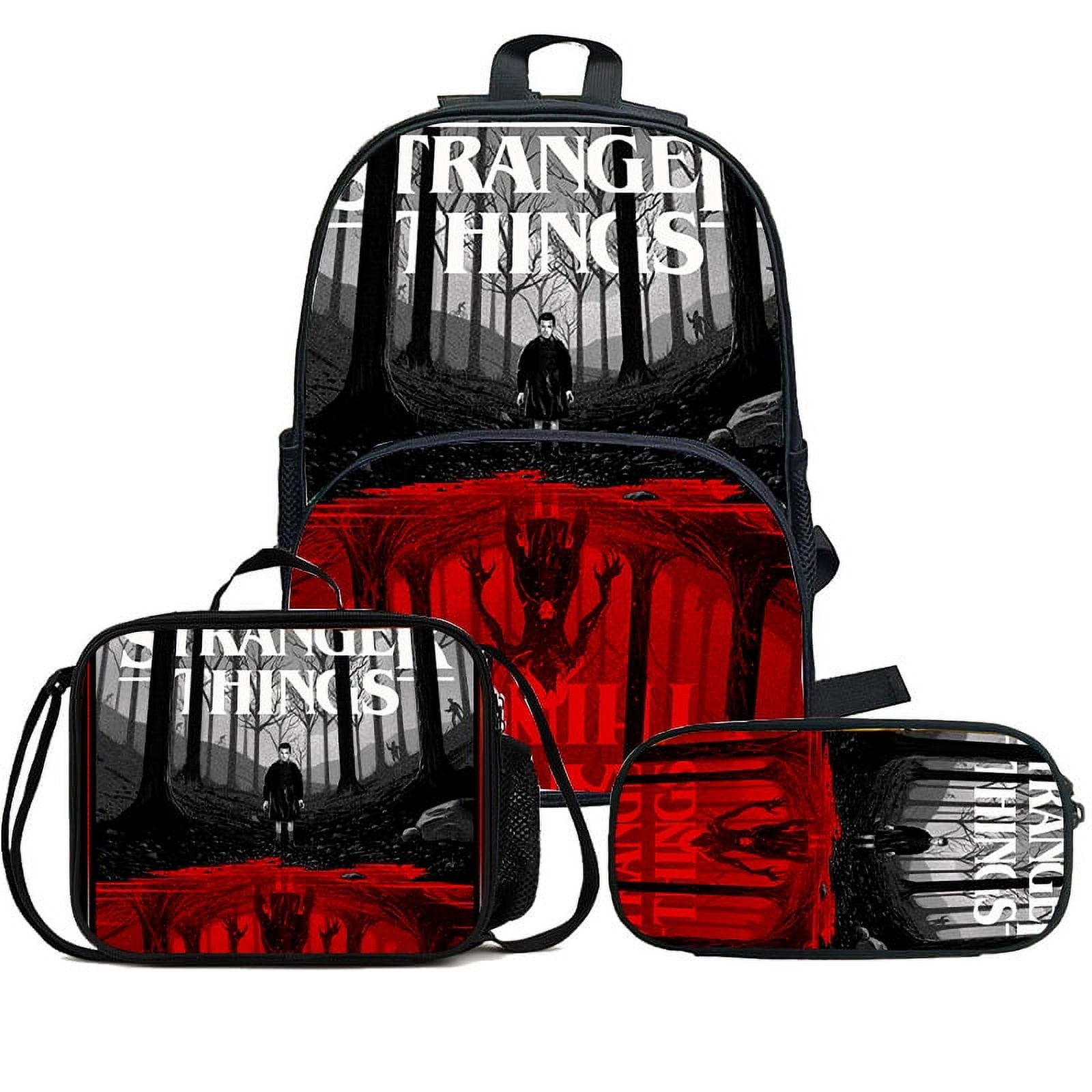 New Backpack Stranger Things School Bag Double Meal Bag Pencil Case Children's School Bag