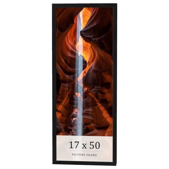 17x50 Frame Black Charcoal Grey Wood Textured Picture Frame | 0.75 Inch Moulding Width | Gunmetal
