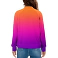 thumbnail image 2 of ZUKMRJPC Women's Bomber Jacket Full Zip Stand Collar Gradient Color Outwear Fall Fashion Lightweight Slim Fit Jacket with Pockets, 2 of 5