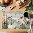 thumbnail image 2 of Sage Green Pumpkin Fall Placemats Set of 4, Vintage Autumn Botanical Thanksgiving Washable Wipeable Table Mats for Dining Tables, Indoor Outdoor Kitchen Place Mats for Holiday Party Table Decor, 2 of 9