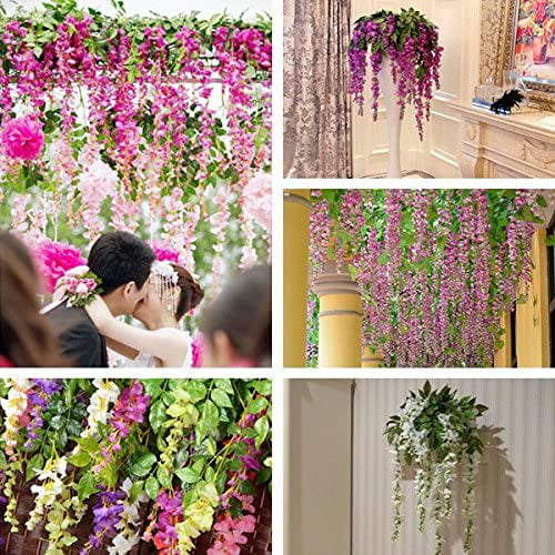 Boho Hanging Artificial Vines Fake Silk Flower Garlands with The Handmade  Straw Hat
