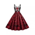 thumbnail image 2 of 2024 Halloween Cosplay vestido de calavera rosa negra oscura disfraz de mujer sin mangas vestidos de fiesta vintage calavera bruja ropa aterradora, 2 of 5