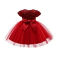 thumbnail image 3 of Gubotare Birthday Dress for Girls Little Toddler Girl Outfit Puffy Sleeve Heart Dress Cute Princess Dresses Spring Clothes (Red,Size 4-5 Years), 3 of 7