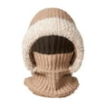 thumbnail image 3 of Women's 3-in-1 Full Face Balaclava, Hooded Neck Warmer with Adjustable Face Mask, Winter Windproof Ski Mask, Plush Trim Cold Weather Gear, Unisex Outdoor Face Cover - Khaki, 3 of 8