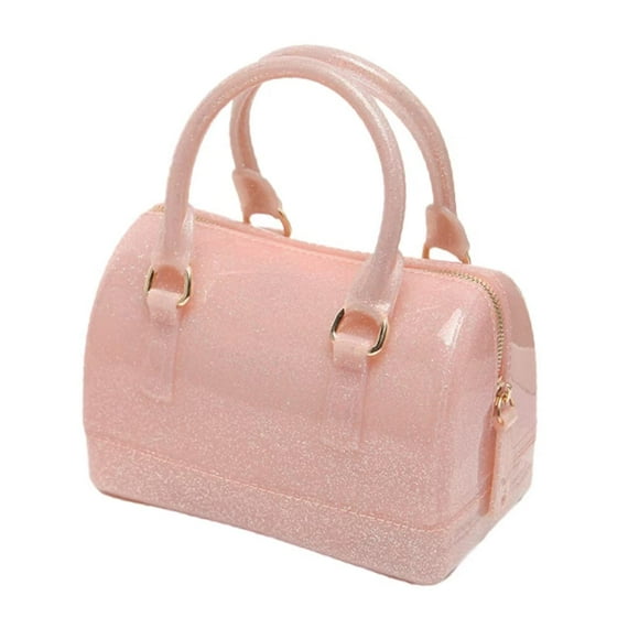 MIFORINES Bolso de mano con asa superior en forma de almohada de gelatina de verano para mujer, bolso de cristal transparente de Color caramelo