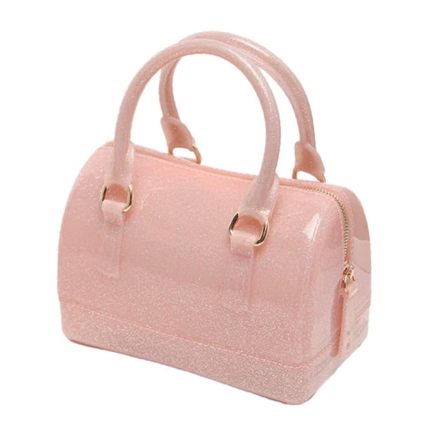 MIFORINES Bolso de mano con asa superior en forma de almohada de gelatina de verano para mujer, bolso de cristal transparente de Color caramelo