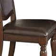 thumbnail image 3 of Wood & Leather Dining Chairs - Set of 2 - Classic Carved Side Chairs - Cherry Brown & Dark Brown Finish, 3 of 4