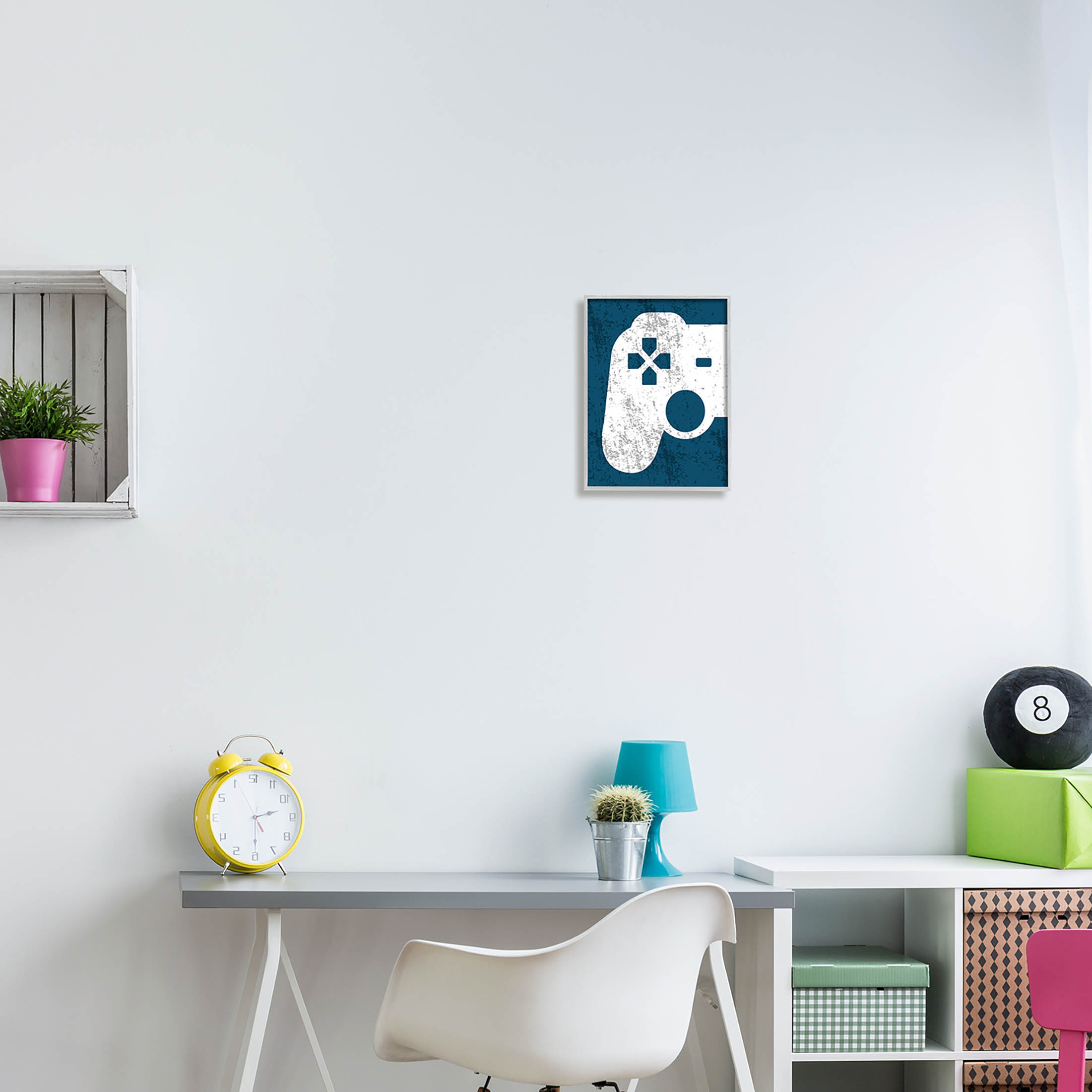 Stupell Industries Distressed Game Controller Shape Graphic Art Gray Framed Art Print Wall Art, Design by Kim Allen