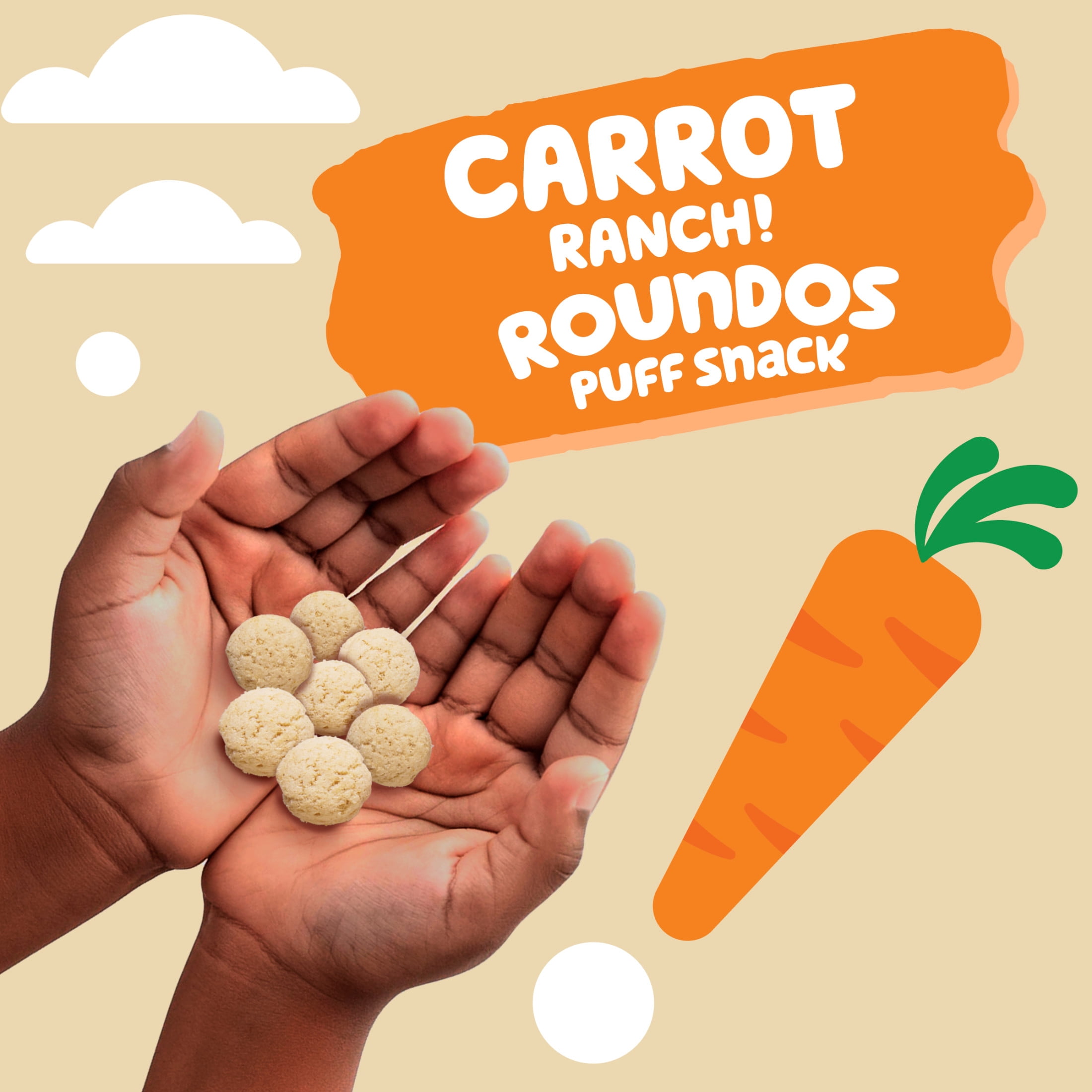 (2 pack) Get'ems from Gerber Carrot Ranch Roundos Puffs Snacks, Kids Snack Made with Whole Grain Quinoa, Calcium to Support Strong Bones 2.25 oz