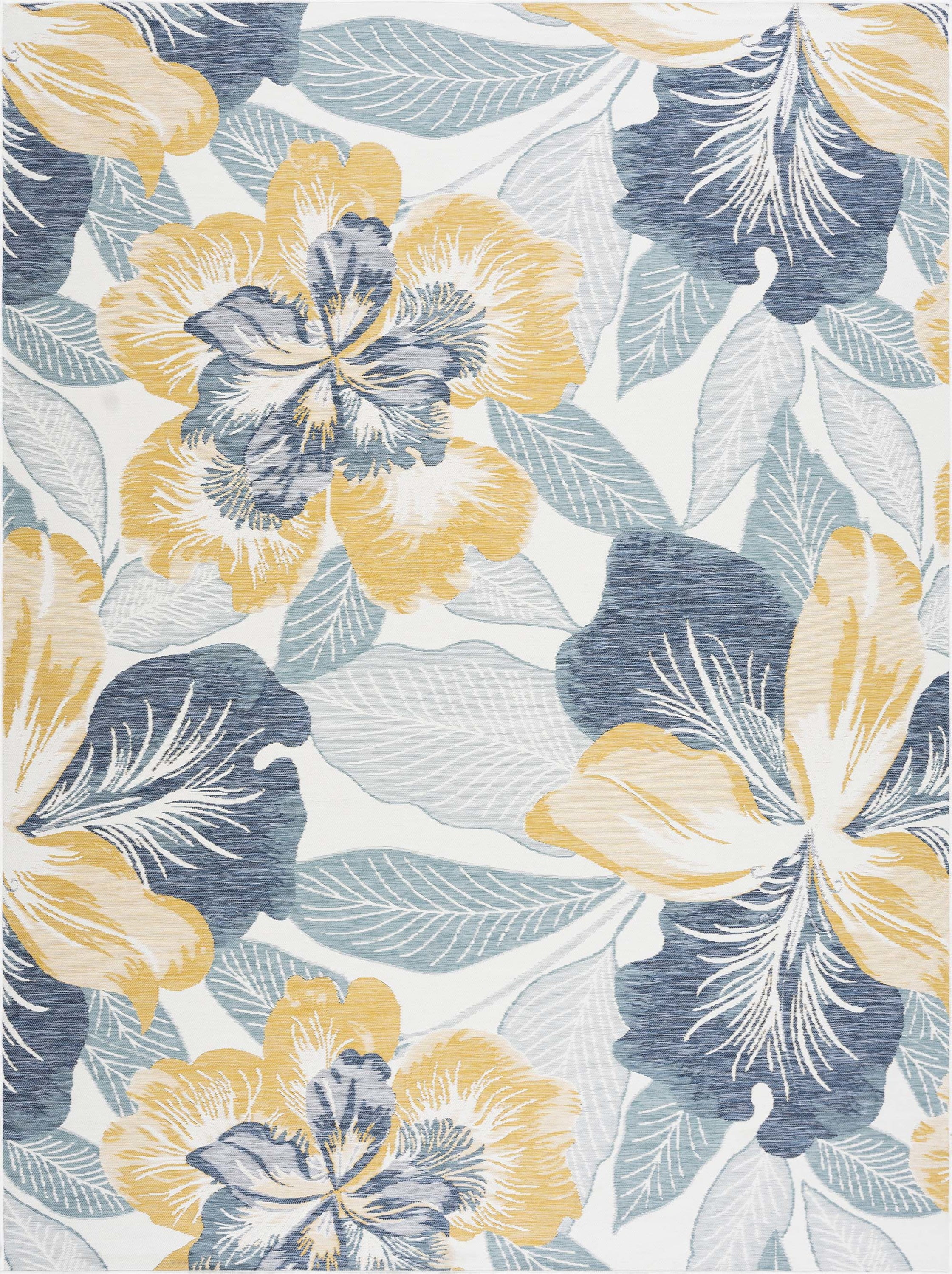 5x7 Water Resistant, Indoor Outdoor Rugs for Patios, Front Door Entry, Entryway, Deck, Porch, Balcony | Outside Area Rug for Patio | Navy, Floral | Size: 5'3'' x 7'3''