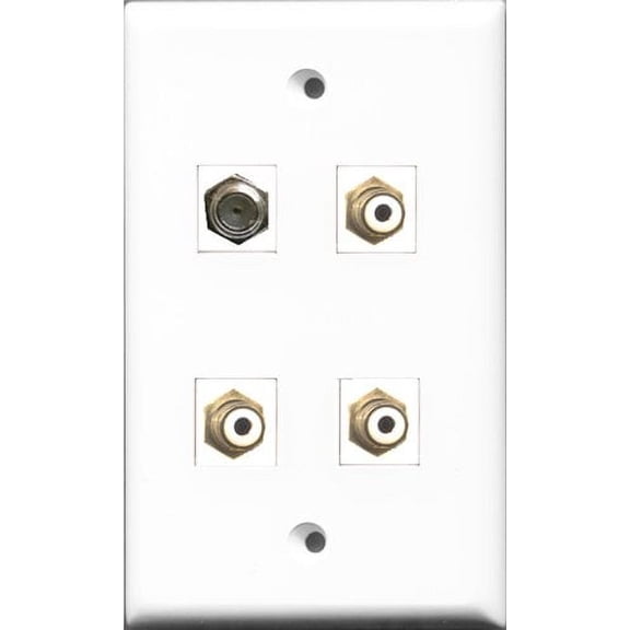 RiteAV - 3 Port RCA White and 1 Port Coax Cable TV- F-Type Wall Plate
