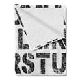 thumbnail image 2 of Letters Soft Flannel Fleece Throw Blanket, Alphabet Concept Grunge Stencil Letters and Numbers Distressed Scratched Look, Cozy Plush for Indoor and Outdoor Use, 70" x 90", Black White, by Ambesonne, 2 of 5