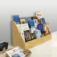 thumbnail image 2 of FixtureDisplays® Maple Color Countertop Book Shelf Display, Greeting Card Rack, Step Rack for Literature, Magazines, Brochure, Tile Sample Paint Brochure Holder, Unassembled 2904-MAPLE, 2 of 10
