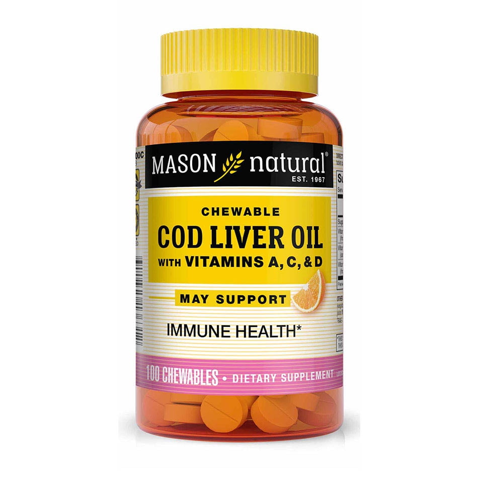 3 PCK Cod Liver Oil Vitamin A,C & D 100 Chewable TB each bottle by