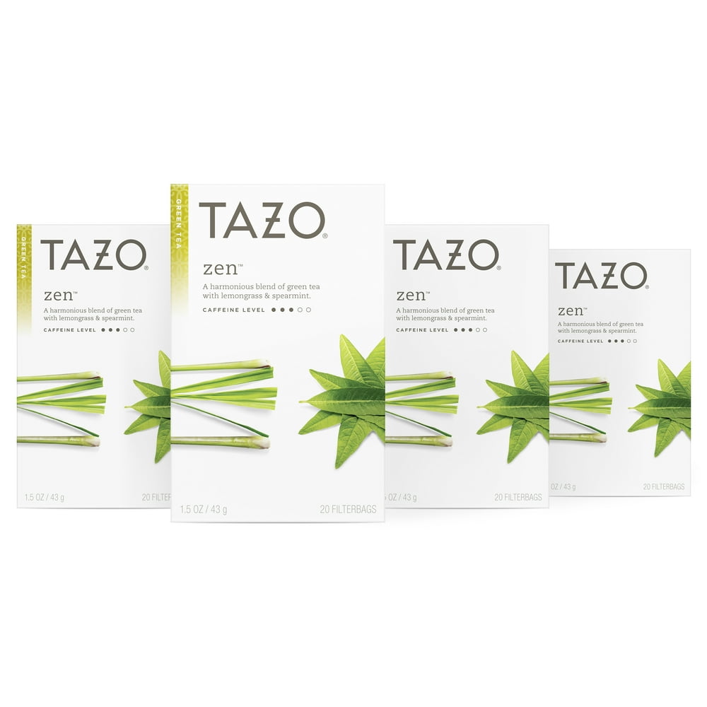 (4 pack) Tazo Zen Green Tea, Tea Bags, 20 Ct
