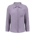 thumbnail image 4 of Mgmyaa Button Down Shirts for Women V Neck Rolled Up Long Sleeve Tops Elegant Dressy Blouses Business Casual Outfits with Pocket, 4 of 6