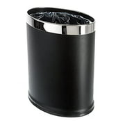 Brelso Invisi-Overlap Open Top Leatherette Trash Can, Small Office Wastebasket, Modern Home Décor, Oval Shape (Black)