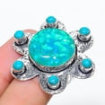 thumbnail image 2 of Natural Green Triplet Opal, Turquoise Gemstone 925 Sterling Silver Ring S.8, 2 of 2