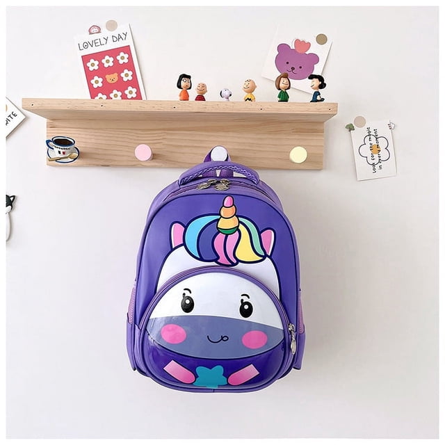 Mochila preescolar brillar Mochila escolar impermeable Neopreno Animales Unicornio morado