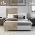 thumbnail image 4 of Queen Size Upholstered Platform Bed Frame, Wingback Bed with 50.7" Headboard, Corduroy/Solid Wood Leg/No Box Spring Needed/Noise Free/Taupe, 4 of 7