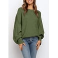 thumbnail image 2 of Spring Autumn Women Solid Crew Neck Casual Loose Batwing Sleeve Knit Sweater, 2 of 3