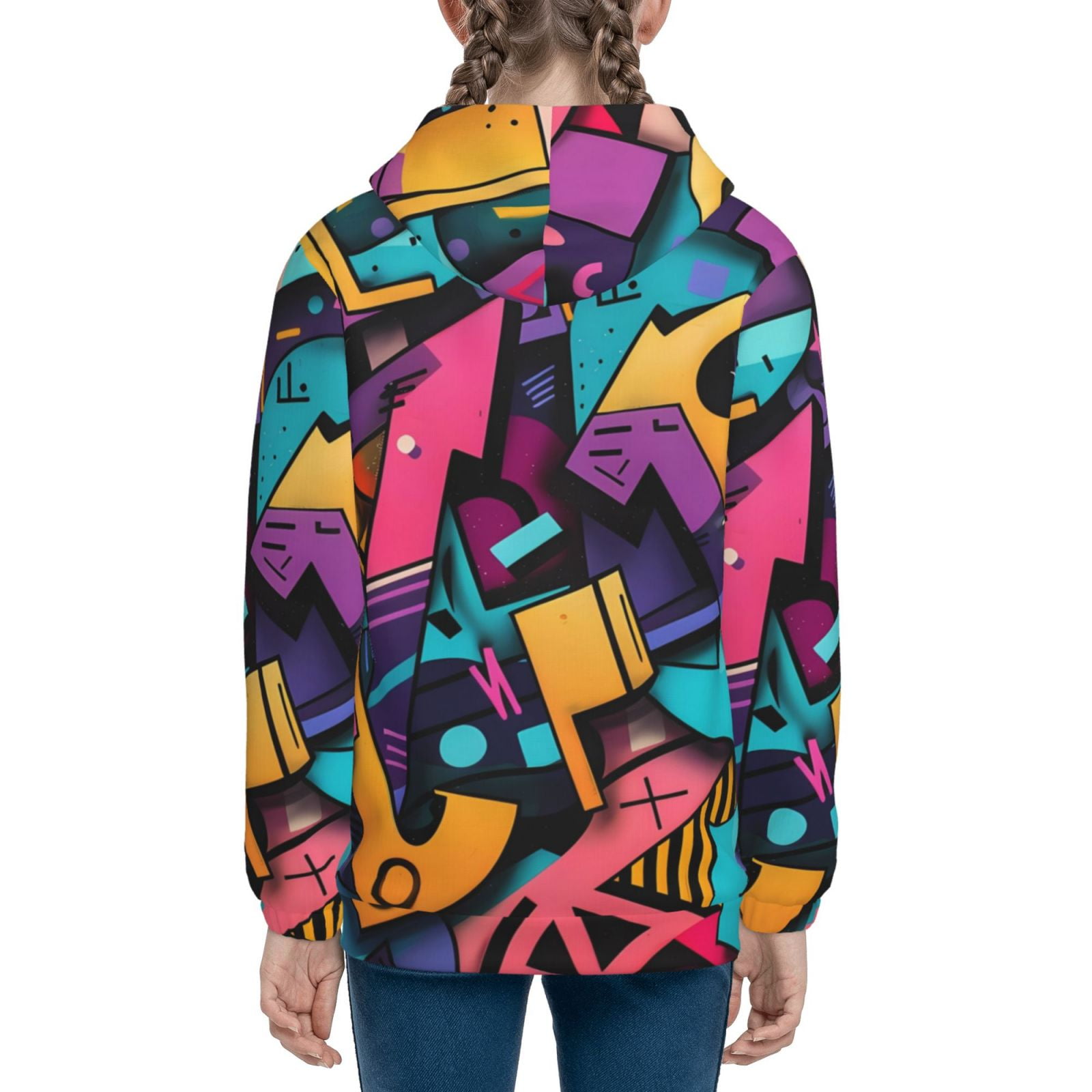 【WV PROJECT】Rough Painting Hoodie★JIHD7643 Lukts Vibrant Graffiti Urban Art Print Hoodies for Teenagers