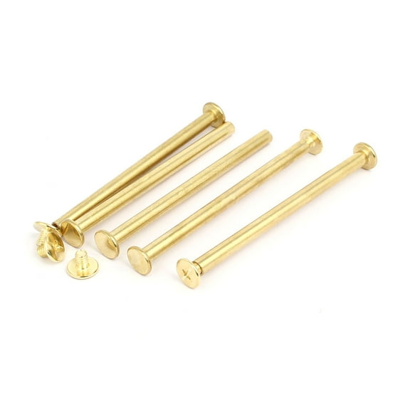 M5x80mm Binding Chicago Screw Post Gold Tone 5pcs for Photo Albums Scrapbook