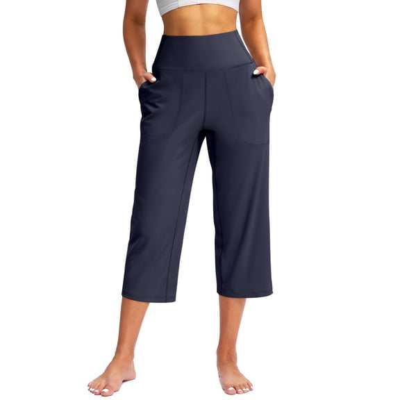 Yoga Pants for Women Fashion Stretch High Waist Pocket Comfy Wide Leg trendy Casual Yoga Capris