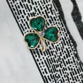 thumbnail image 3 of Broche de hoja verde, alfiler de seguridad para suéteres, elegante broche de trébol, alfiler de solapa, botones florales decorativos de diamantes de imitación, elegante alfiler de seguridad para ropa., 3 of 5