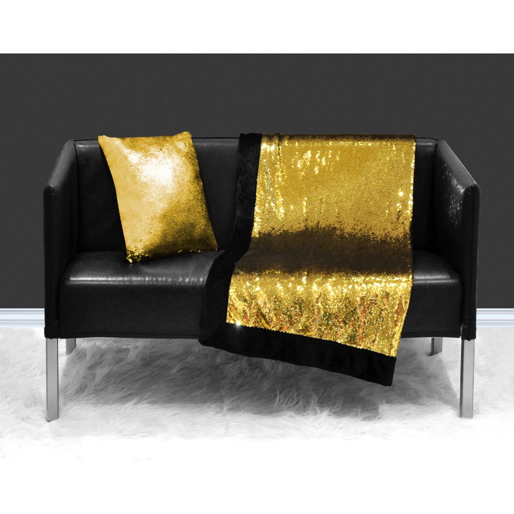 Sequin Sparkle Gold Reverse to Silver Throw Blanket, 1 Each Walmart