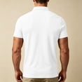 thumbnail image 6 of hoksml Men's Short Sleeve Collared Shirt 3 Button Collared Solid Breathable Regular Fit Golf Top for Business Daily Vacation Casual Wear, 6 of 7
