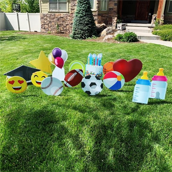 Advanced Graphics 3223 20 x 18 in. Icon Yard Signs, Beach Ball - SoftBall - Basketball - Football - Soccer Ball