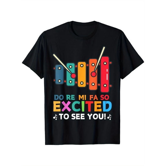 Funny Instrument Print Tee, Music Teacher Art For Men Women Back To School T-Shirt Men'S Trendy Letter Print Regular Fit T-Shirt, Size(S-5XL)