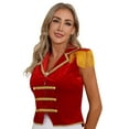 thumbnail image 2 of TiaoBug Women's Ringmaster Tailcoat Circus Role Play Costume Velvet  Sleeveless Tassel Steampunk Jacket Top Red 3XL, 2 of 7