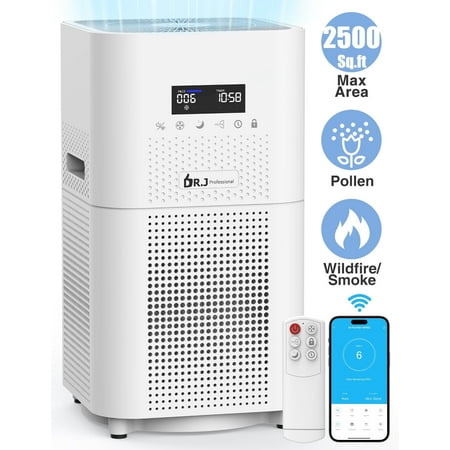 Smart WiFi Air Purifiers for Home Large Room up to 2500ft  HEPA Air Purifier for Bedroom Air purifiers for Pollen  Wildfire/Smoke  Pets Hair  Odors  Dust  Model AP402 White