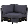 thumbnail image 4 of Devion Furniture Woven Fabric U-Shaped Sectional Sofa in Dark Gray, 4 of 5