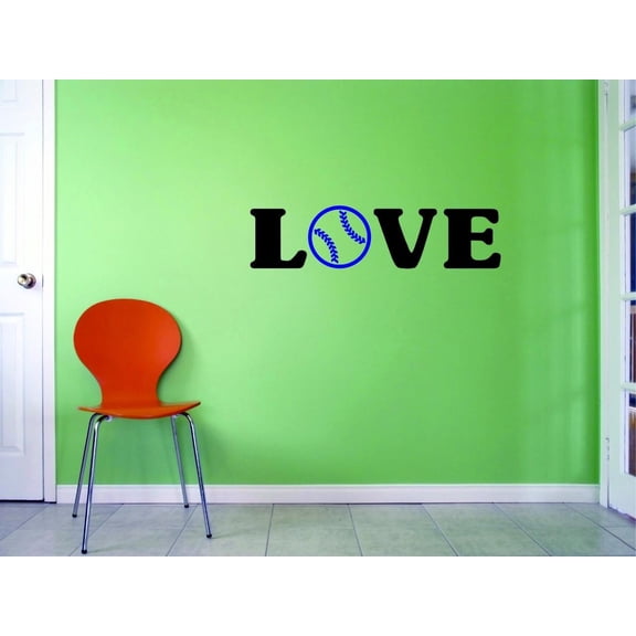 Custom Decals Love Baseball Wall Art Size: 10 X 36 Inches Color: Multi