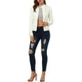 thumbnail image 3 of INSPIRE CHIC Women's Lightweight Stand Collar Zip up Biker Moto Jacket L White, 3 of 9
